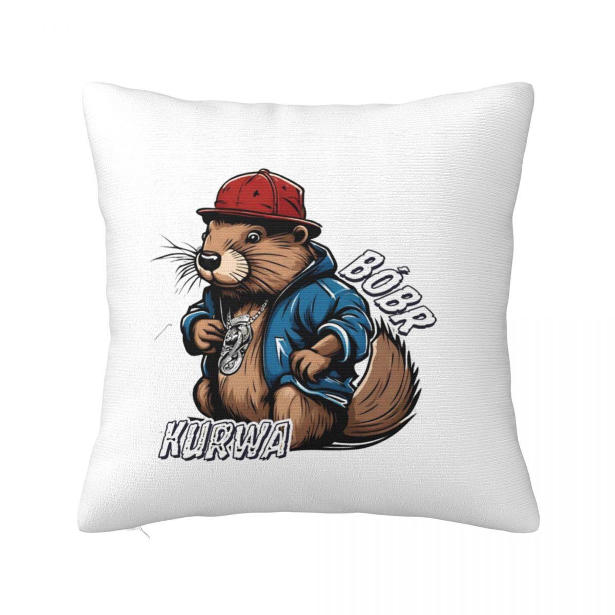 Polish Bobr Bober Kurwa Beaver Square Pillowcase Cushion Cover Pillow Case Throw Pillow Cover for Home Sofa Living Room 12x12Inch