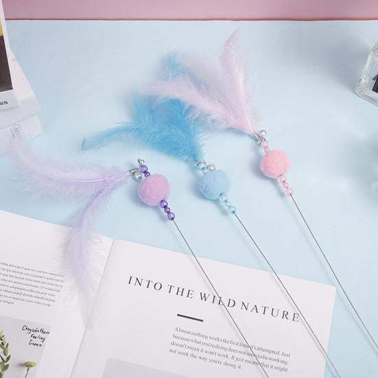 Kitten Wand Comfortable Grip Enhance Emotion Bite Resistant PVC Cats Fishing Pole Feather Toy for Holiday