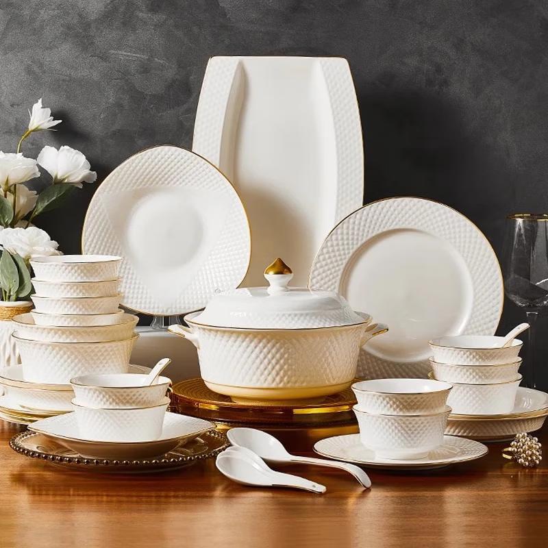 Shangxingzhishi 48-Piece Light Luxury Ceramic Dinnerware Set