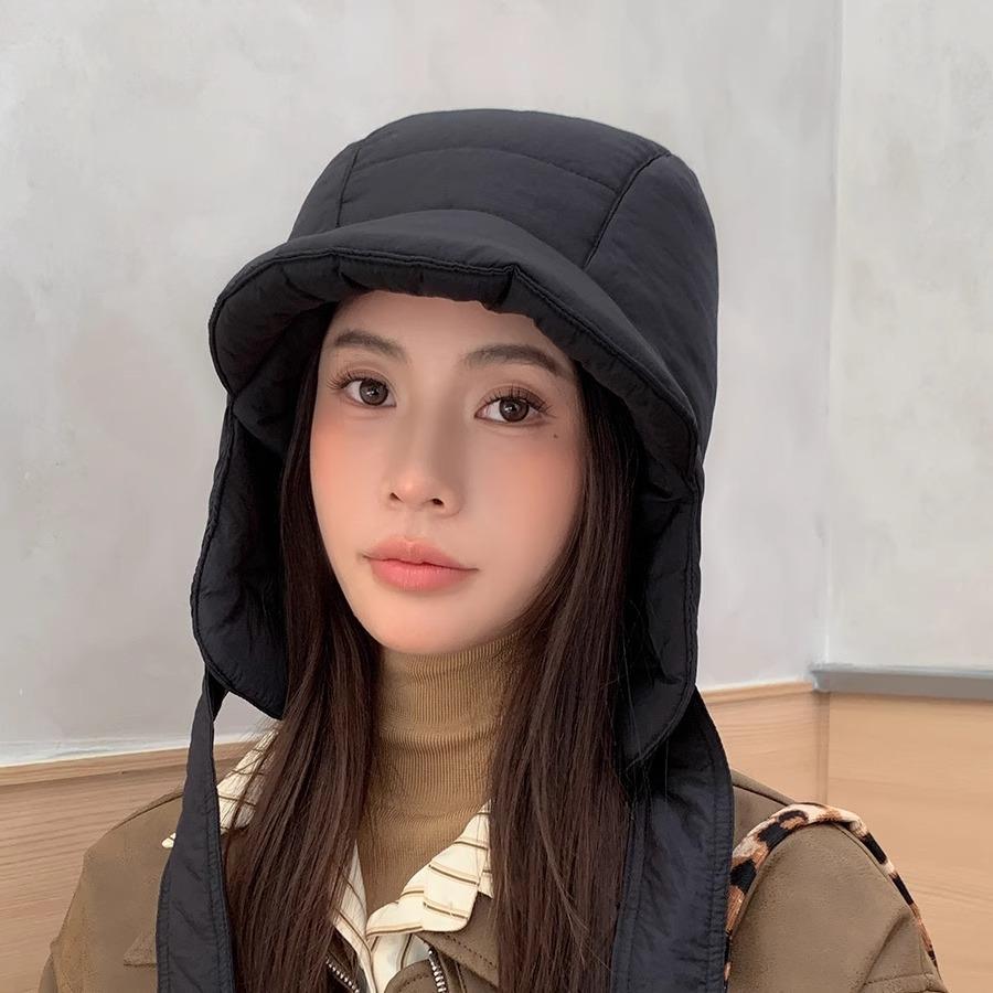 Winter Bomber Hats Down Cotton Bib Cap New Ear Protection Hat Men Women