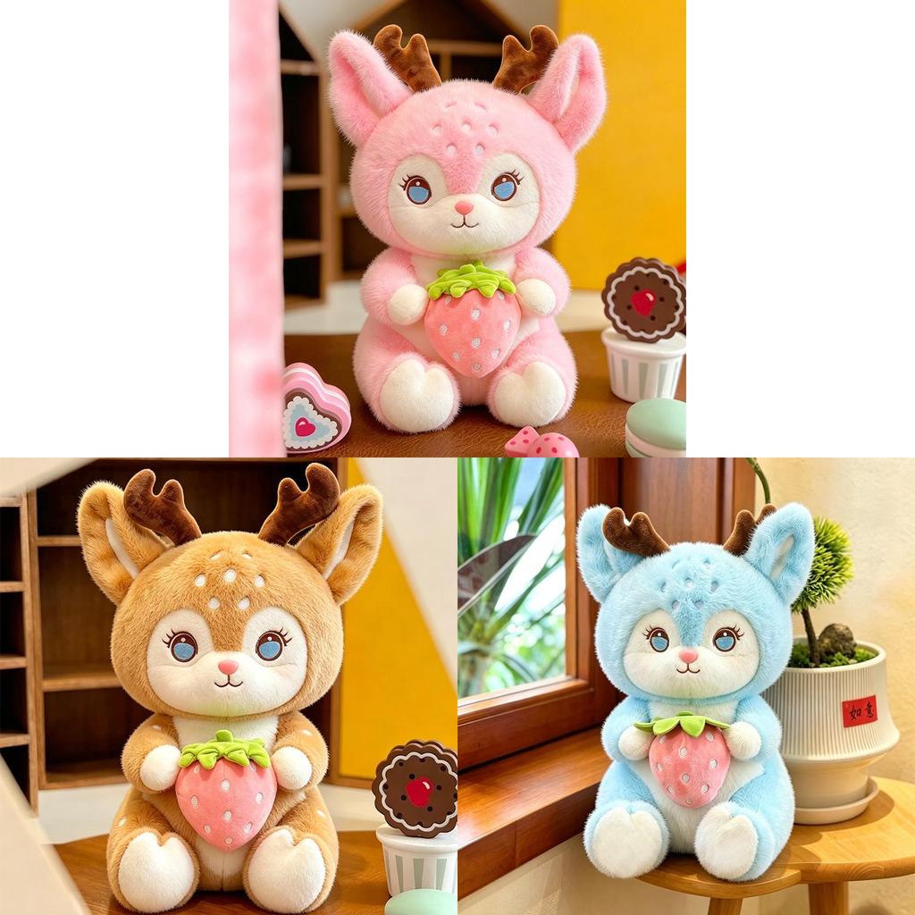 Plush Deer Stuffed Animal With Polyester Fiber Fill For Kids And Adults
