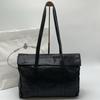 PRADA Handbag Shoulder Bag Shoulder Strap Tote Bag Nappa Leather Black Silver Hardware Logo Embossed Flap White Tag
