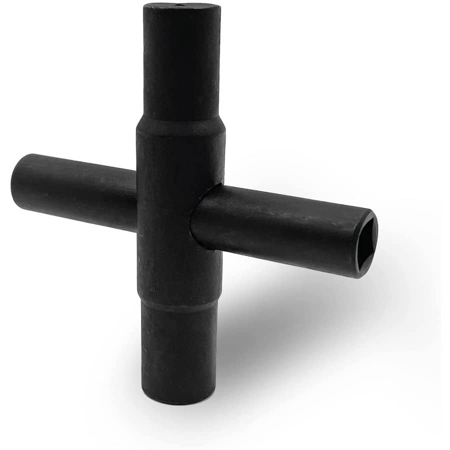 1 szt. 4-drożny klucz do zaworu progowego, wytrzymały klucz do wody, stalowy klucz do urządzeń wodnych do kranów zaworów i węży