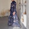 2025 Spring Middle Eastern Round Neck Printed Women's Long Sleeve Loose Casual Dress