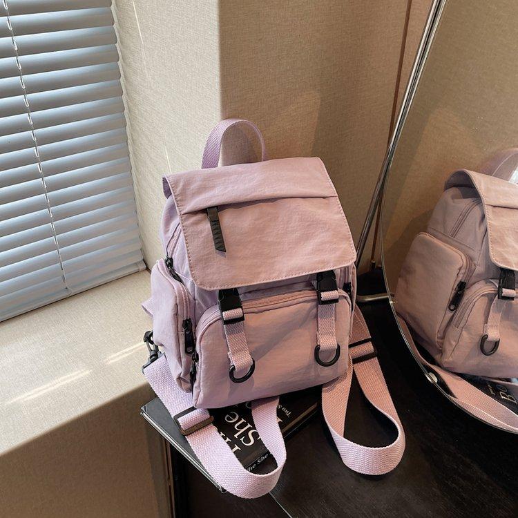 Women Nylon Backpack Convertible Shoulder Bag Casual Travel Daypack Multi Pocket Lightweight School Backpack with Flap