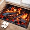 Flannel Charcoal Flame Door Decor Carpet Floor Mat Anti Slip Suitable for Laundry Room Decoration Kitchen Floor Mat Decoration