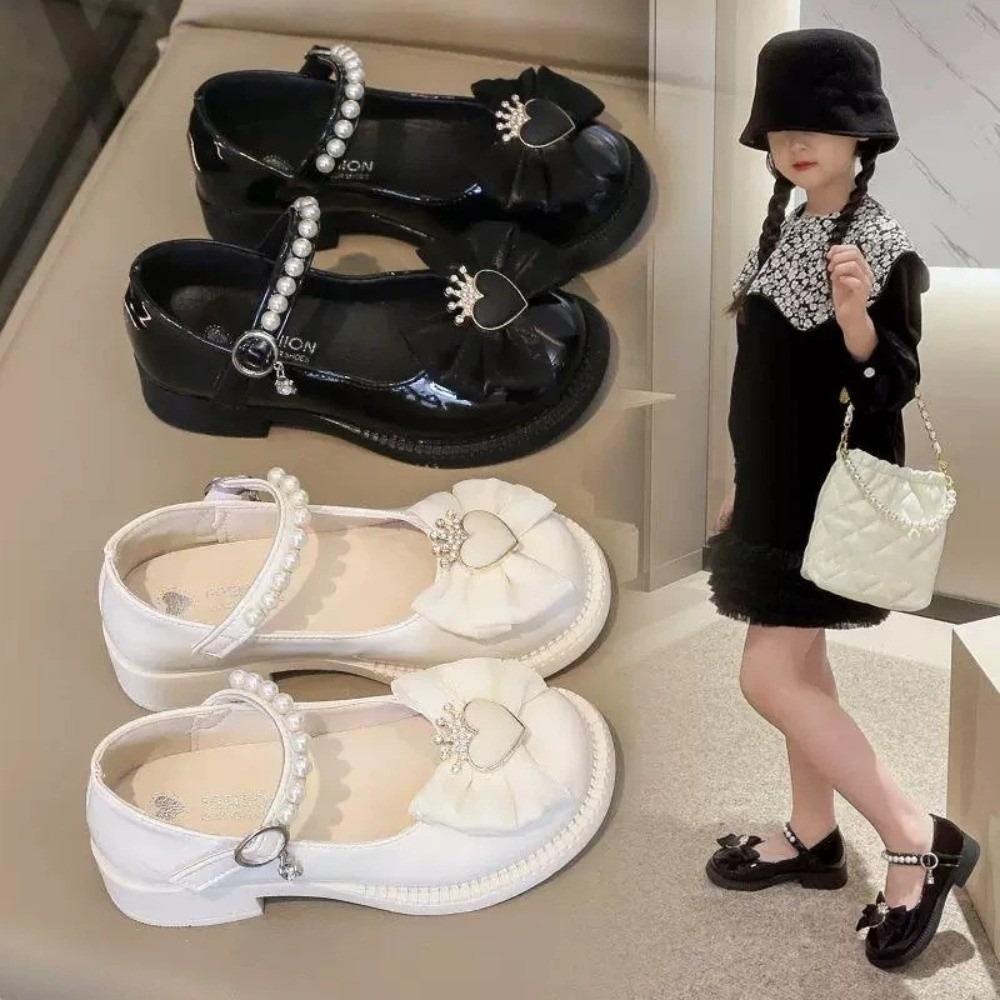 Soft Soled Mary Jane Shoe Pearl Girls Princess Shoes Fashion Casual Kids Flats  Banquet