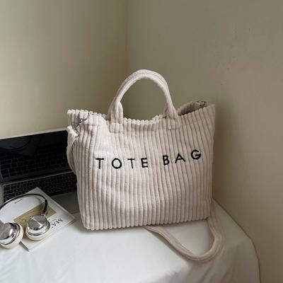 Trendy New Large-capacity Shoulder Bag Women's Satchel Bag Popular Versatile Strip Velvet Women's Bag Alphabet Portable Tote Bag