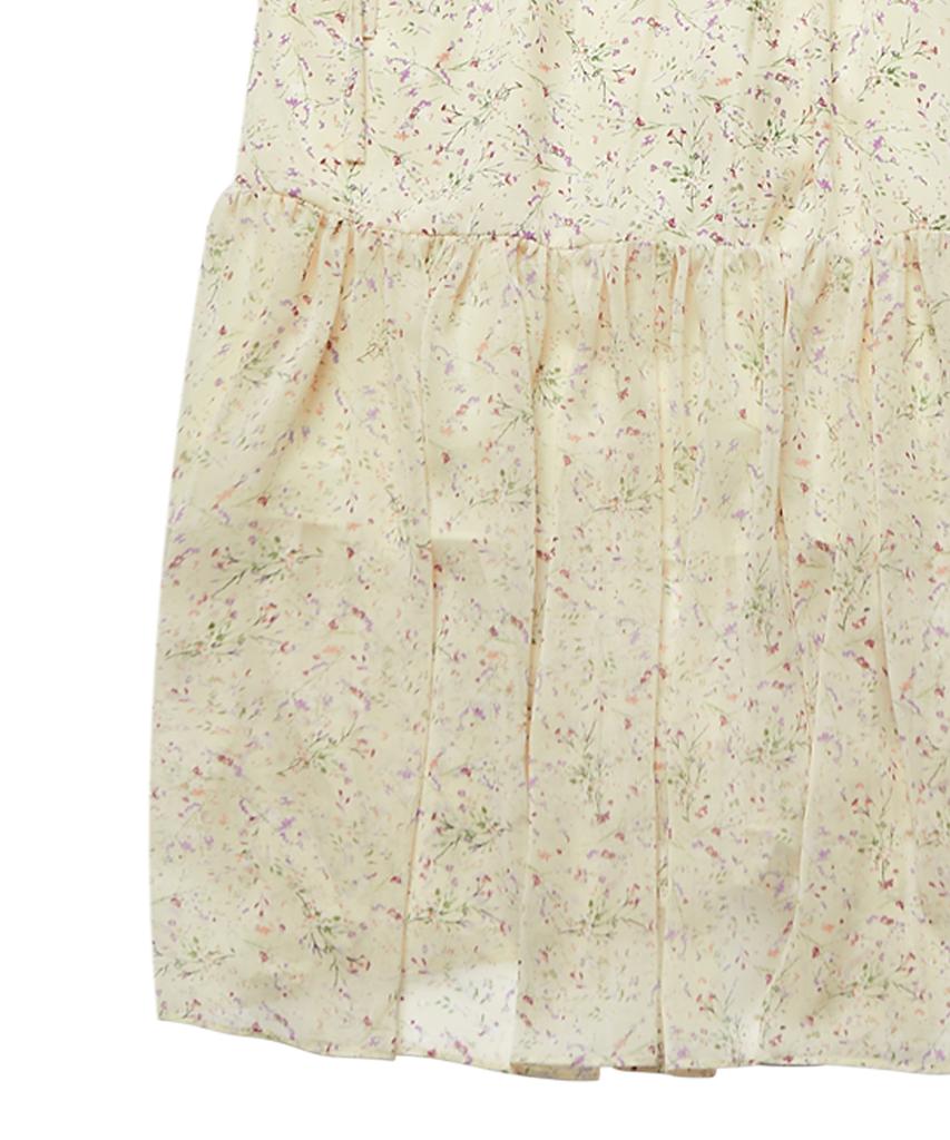 Weibeugeon Jacquard Chiffon Flower Long Dress Cream