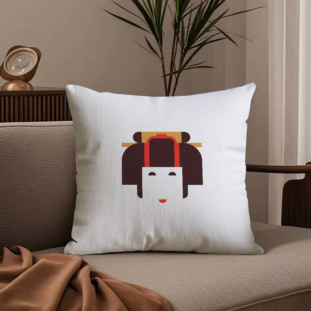 Japan Day Anime Simple Pillow Case Anti-dustmite Pillowcase Invisible zipper silky short plush Sofa cushion cover