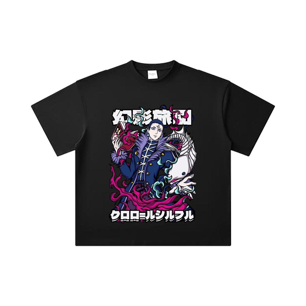 260 GSM Double Yarn 32 Count 100% Cotton HXH V5 Chrollo Print Unisex Heavy Cotton T Shirt