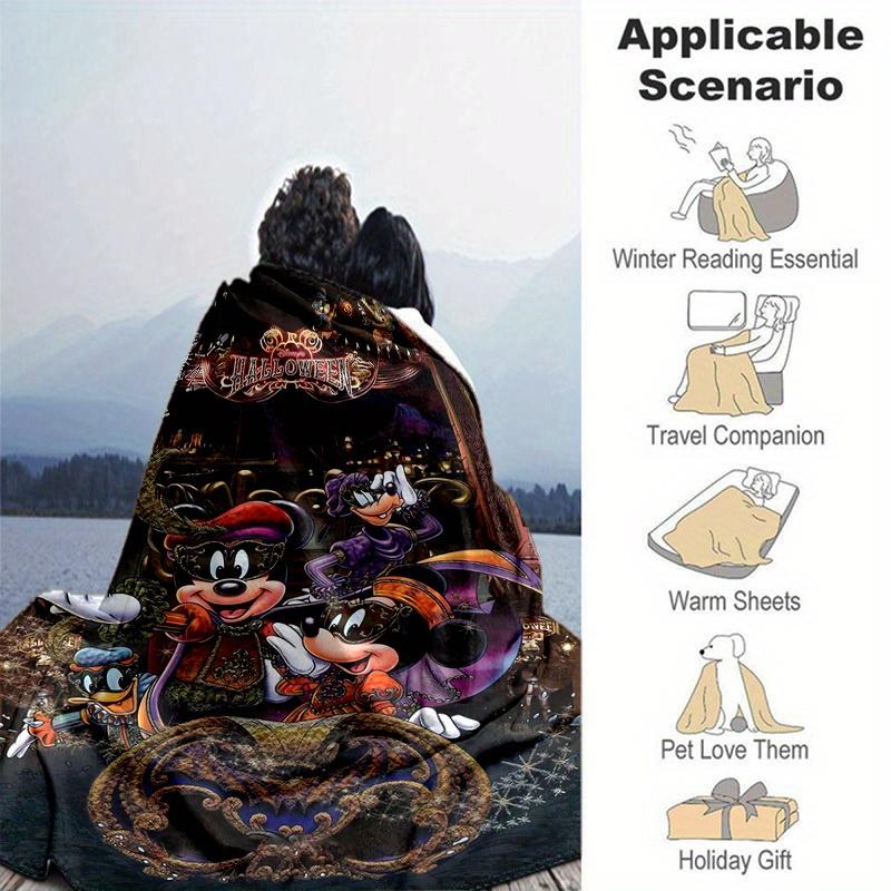 1pc, Disney Halloween Home Decor: Cozy Flannel Blanket for Bedroom, Living Room Perfect Gift, Outdoor Blanket & Car Cover Features Mickey, Minnie