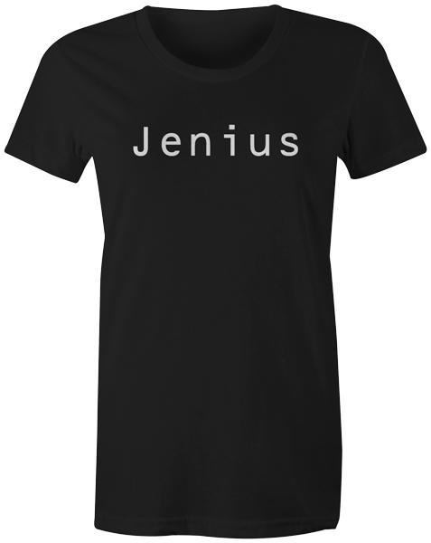

Funny Womens T-Shirt Joke Quote Slogan Printed Genuis Fashion Popular - Jenius 3XL