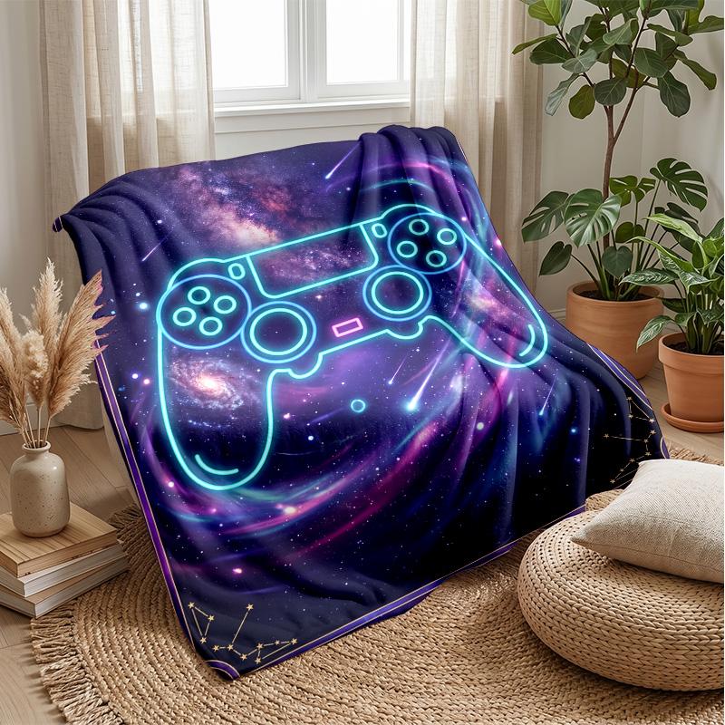 Neon Gamepad Jungle Theme blanket Lightweight Warm Flannel Blanket Decorative Throw Blanket for Home Decoration