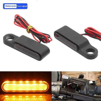 2Pcs Motorcycle LED Mini Turn Signals 12V Aluminum Moto Scooter Handlebar Indicators Lights Blinker Amber Flasher Taillight