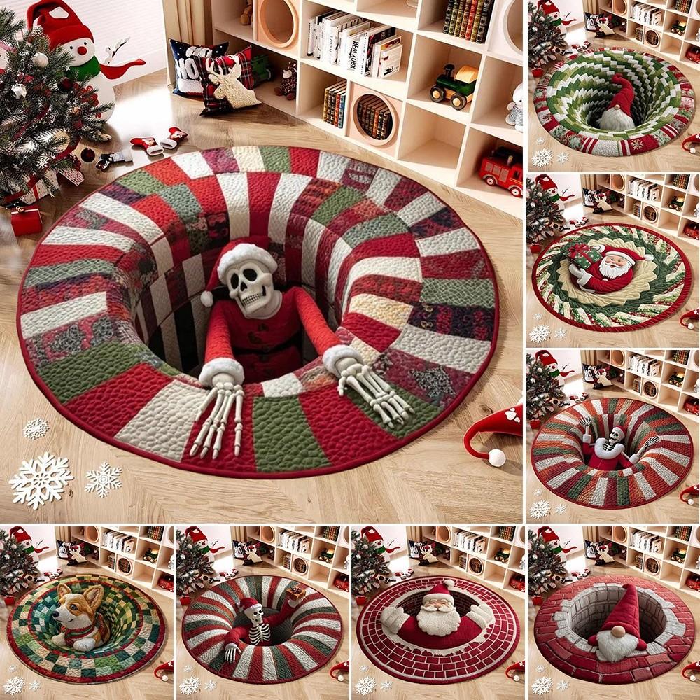 3D Special-shaped Christmas Tree Base Mat 60*60cm Bedroom Door Mat Entrance Carpet Living Room