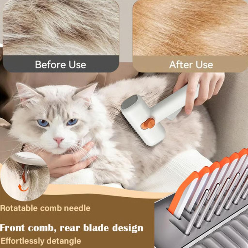 Spazzola per Toelettatura Auto-districante per Animali Domestici 2-in-1, Pettine per Animali Domestici 2-in-1 Districa Rimuove Peli Singoli, Spazzola per Toelettatura Animali Districa, Rimuove il Pelo Morto, Massaggia per Cani