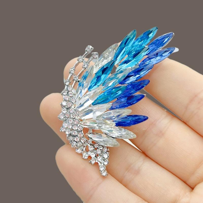 Kryształowa Broszka Motyl z Cyrkoniami dla Kobiet, Luksusowy Dodatek do Marynarki z Matowym Zapięciem