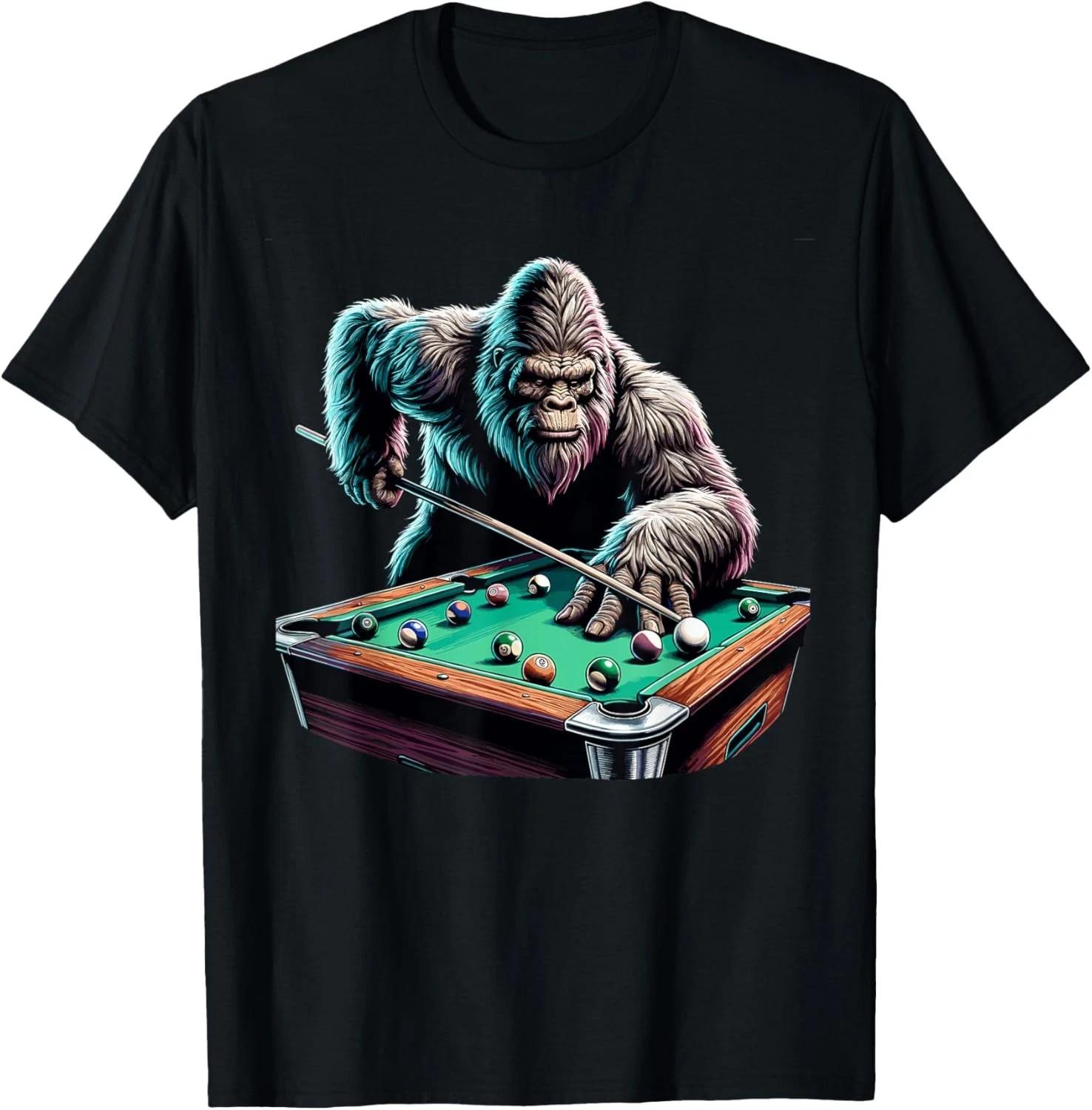 Funny Bigfoot Sasquatch Billiards Pool Player Men Boys Gift Unisex T-Shirt S