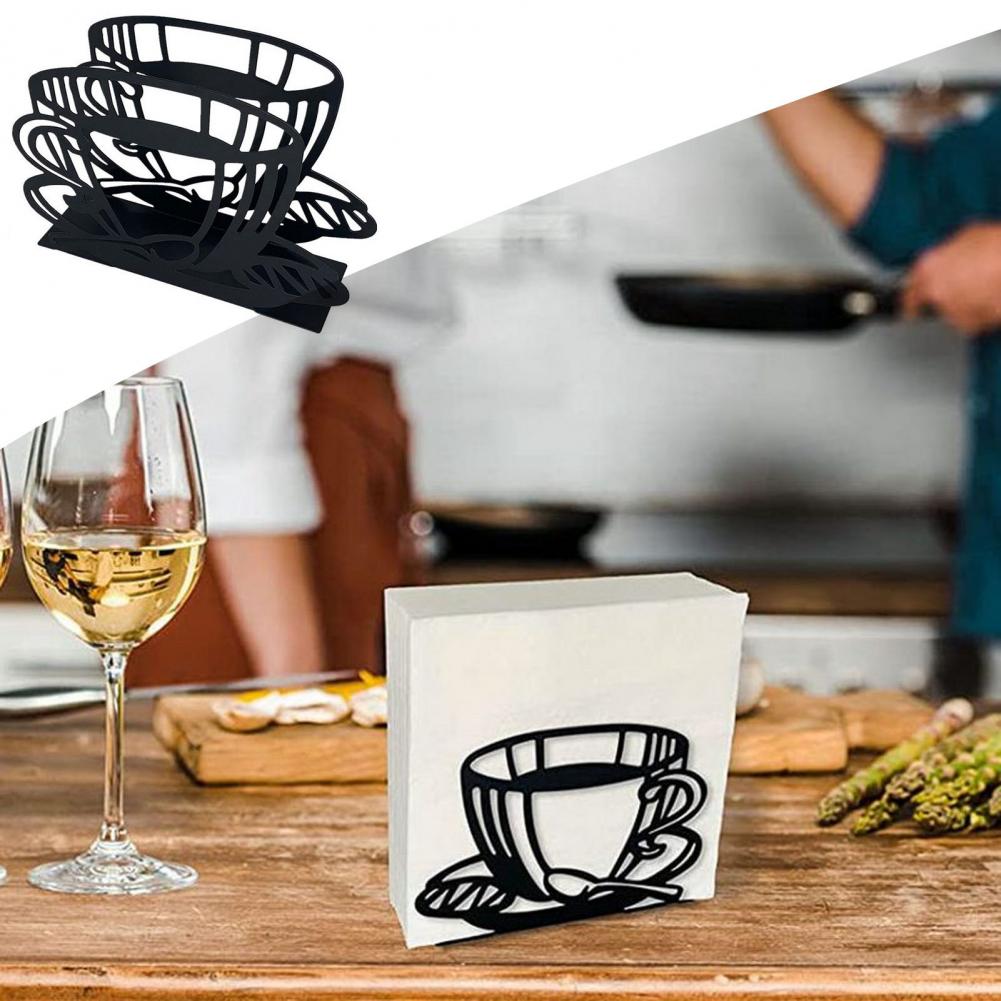 Tissue Holder Coffee Cup Shape Stainless Steel Tissue Dispenser Kitchen Restaurant Table Napkin Holder Household Supplies