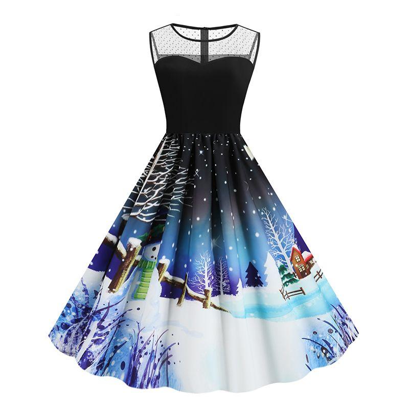 

Retro Sleeveless A- line Evening Dress Wide Hem Gauzy Image color 2XL