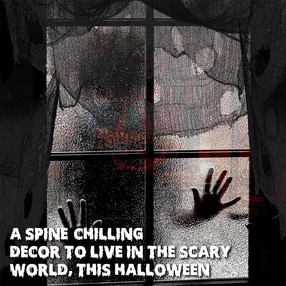 Props Halloween Gauze House Warning Terror Atmosphere Decoration Scary Ragged Cloth  Layout