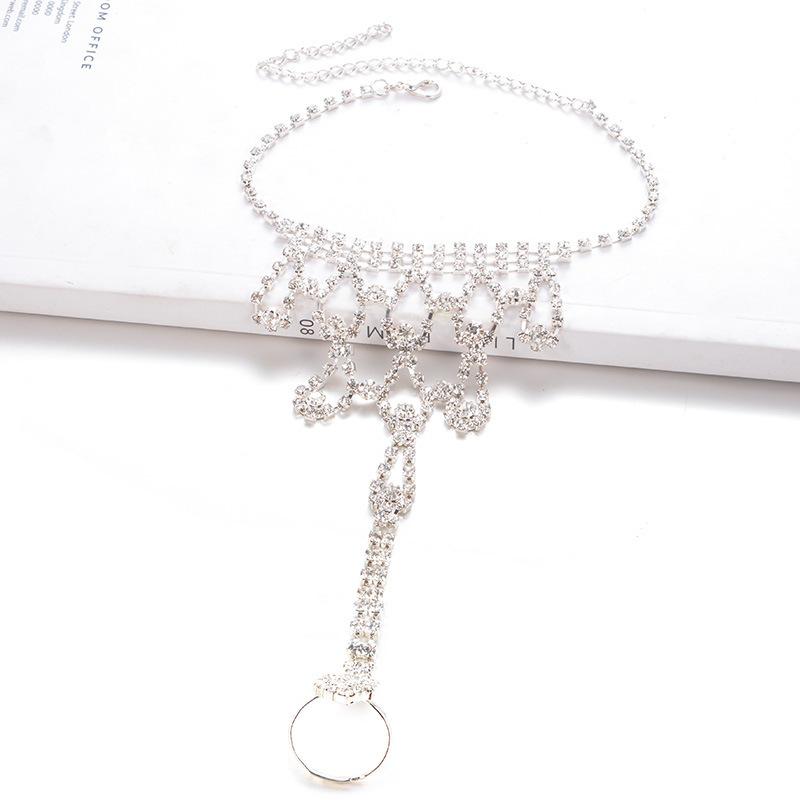 Elegant Rhinestone Finger and Toe Anklet: Women's Bohemian Beach Luxury Foot Jewelry