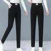 2024 Autumn/Winter Chenille Fleece-Lined Elastic Waist Straight-Leg Pants for Middle-Aged & Elderly Women