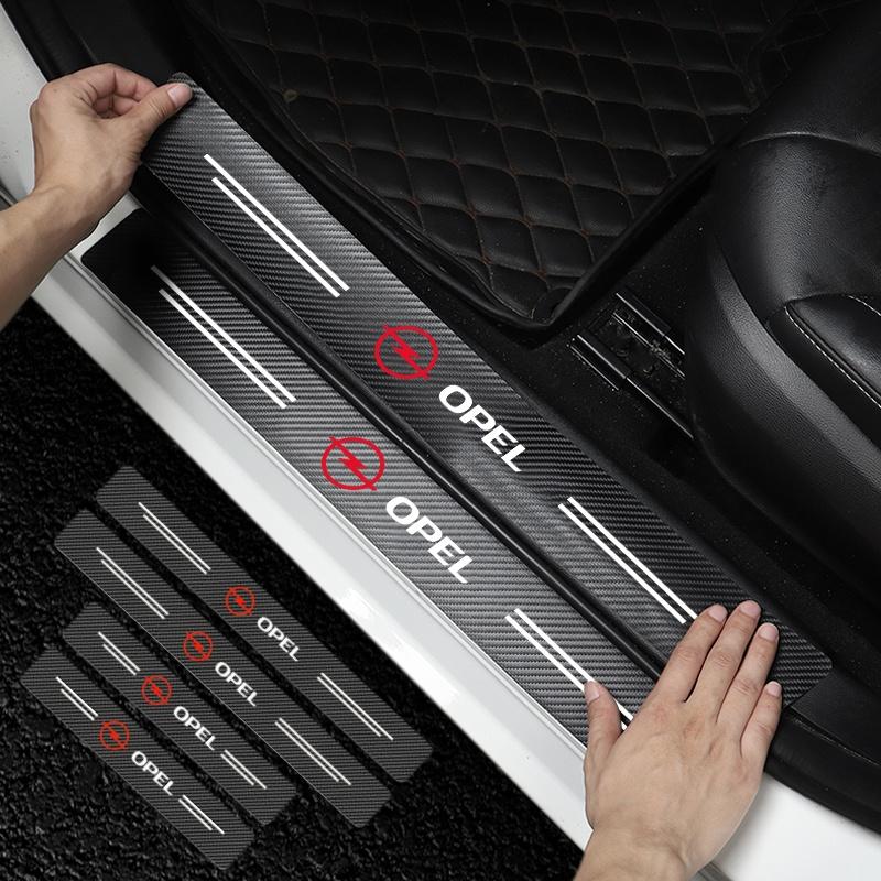 4 adesivi in fibra di carbonio per soglia auto, adesivi di protezione per pedali per Opel Astra J, Insignia, Astra G, Corsa, Mokka, Vivaro, Meriva