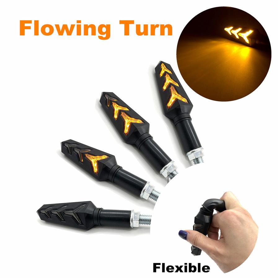 Pair Flowing Universal Motorcycle Motorbike Turn Signal Indicator Light