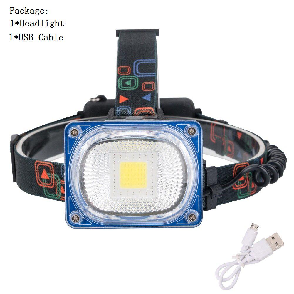 

W606 Мощный светодиодный налобный фонарь COB, красный, синий, мигающий, с зарядкой через USB, широкоугольный прожектор A