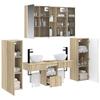 Bathroom Furniture Set 6 Pcs Sonoma Oak Engineered Wood and Glass