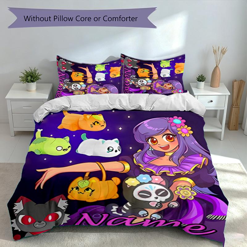 3pcs Custom Name Aphmau Set,Includes 1 Duvet Cover and 2 Pillowcases,All-season Bedroom Decor