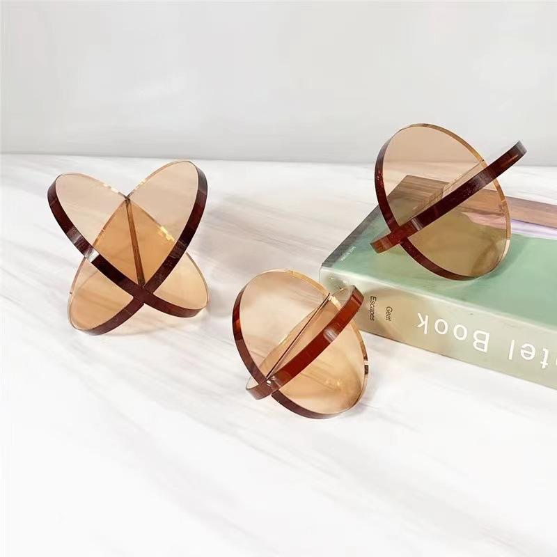 Glass Craft Transparent Geometric Semicircle Ornament Intersect Glass Ball Decorative Figurines Home Decoration Accessories
