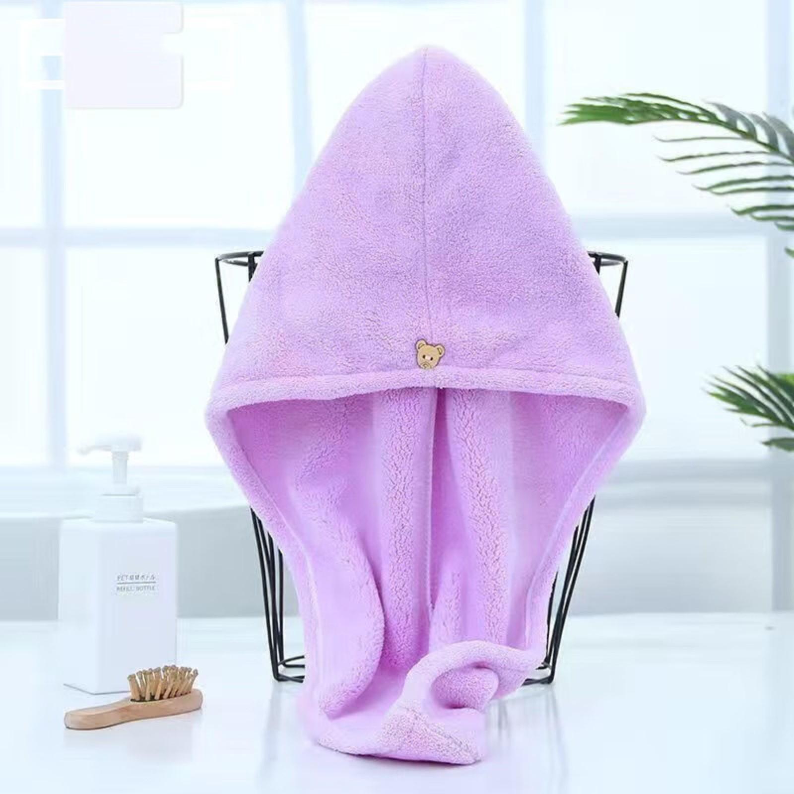 

Утолщенная быстросохнущая шапочка для сушки волос из кораллового флиса, шапочка для душа, полотенце для головы One Size фиолетовый