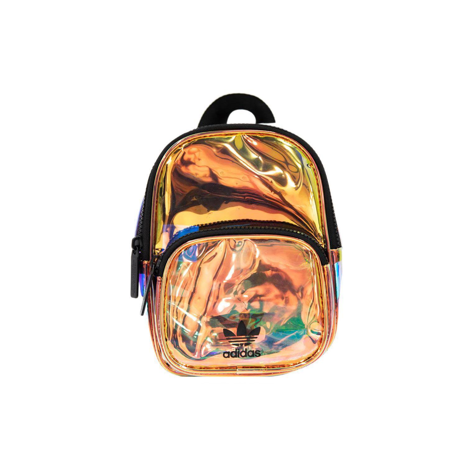 Adidas Originals Trefoil Laser Semi-Transparent Fashion Travel Fabric Nylon Mini Backpack Women Backpack Rainbow CK5085 Mini