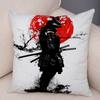 Japan Style Ink Warrior Cushion Cover for Sofa Home Double Print Decor Beautiful Scenery Girl Pillowcase Soft Plush Pillow Case,(3)