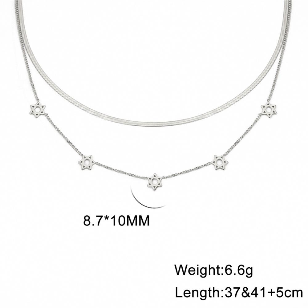 Israel Star of David Necklace Stainless Steel Hexagram Choker Necklace for Women Double Layer Chain Pendant Je Trend Jewelry