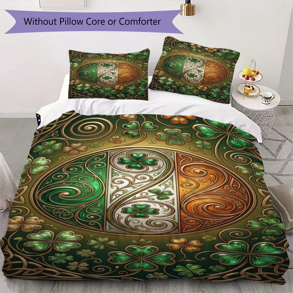 

St.Patrick s Day Pattern Bedding uilt Set uilt Cover Pillowcase Home Decoration Birthday Gift (1 * duvet cover + 2 * pillowcase without core)69 135x200cm