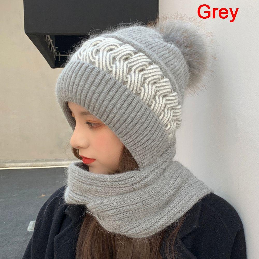 Windproof Women's Warm Knitted Wool Hat Autumn and Winter Scarf Hats Cap Winter Hat
