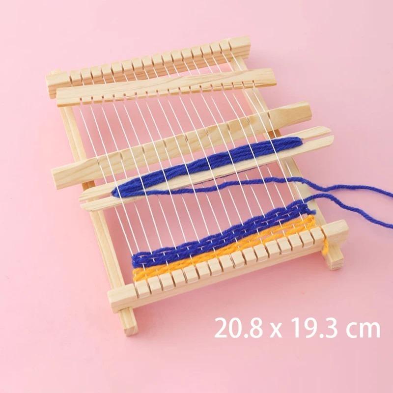 Children Wooden Diy Weave Loom Toys Set Pretend Play Hand Knitting Toys for Girls Household Knitting Machine Fine Motor Training