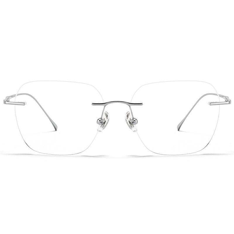 Black anti-blue light box rimless myopia glasses flat glasses light metal frame male pure desire super year frame