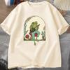 Men's Loose Fit Green T-Shirt with Aesthetic Frog Playing Banjo Design