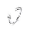 New V Shaped Scissor Hand, Vertical Middle Finger Titanium Steel Ring Niche and Personalized Dressing Accessories