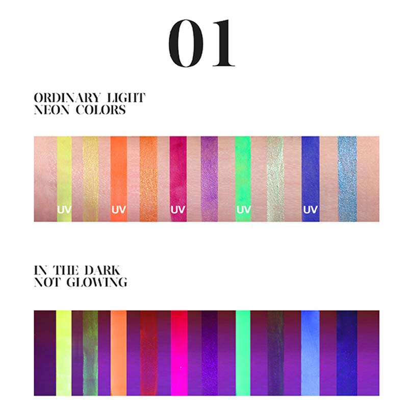 Palette di trucco Fluorescente UV Idrosolubile Trucco per feste di Halloween Palette di body painting Trucco per palcoscenico festivo