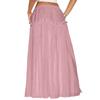 Women's Casual High Waist Maxi Skirt Elastic Waistband Solid Color Ruffle Hem Stretchy Bodycon Skirt for Daily Wear