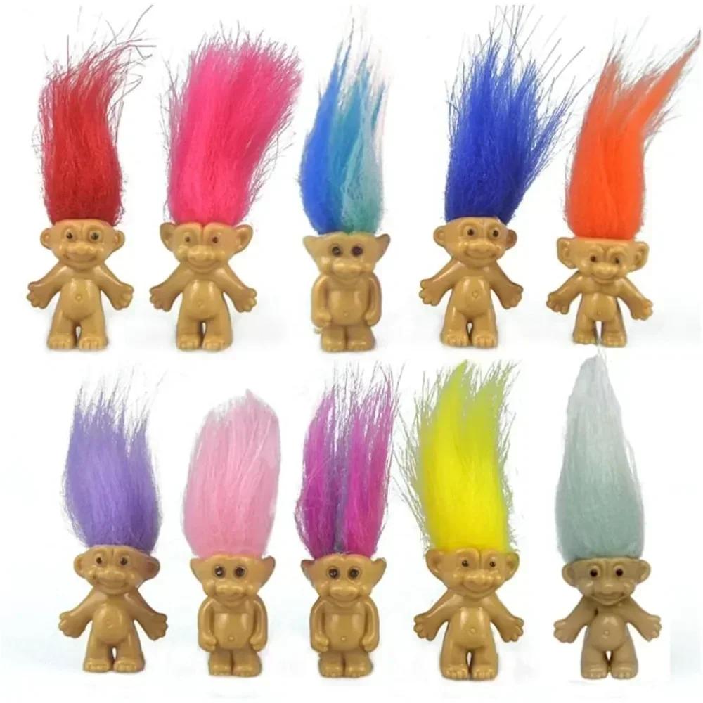 5/10Pcs Mini Troll Dolls Anime Action Figure Colorful Hair Family Members Models Collection Kids Toys for Home Decoration Gift