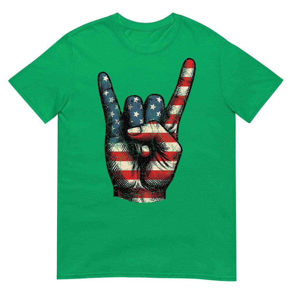 Retro Merica Rock Sign 4th Of July Vintage Usa American Flag TShirt