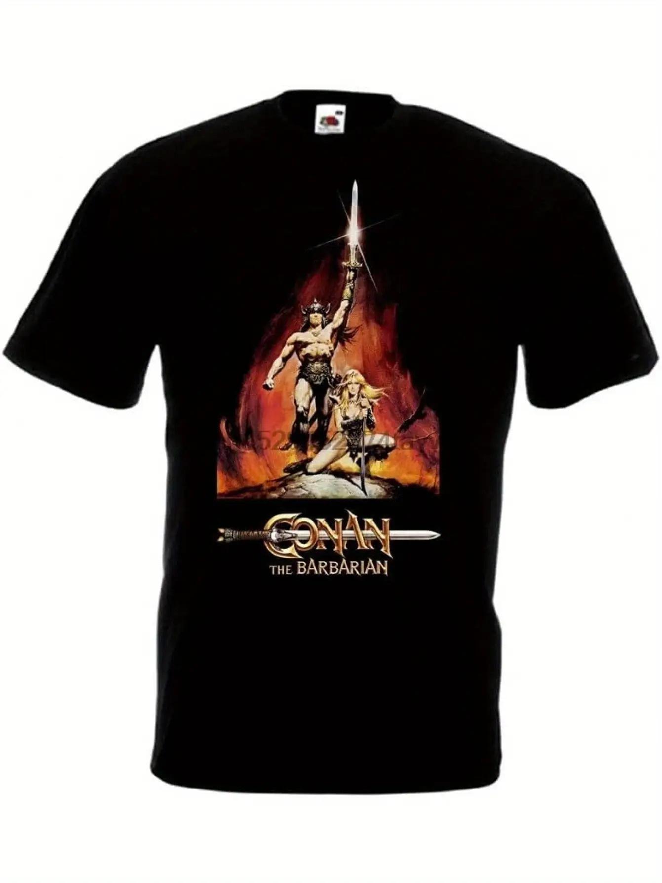 A Men S Conan Barbarian Movie T-Shirt - Featuring a Vintage Conan Design with Swords And Flames XXXL