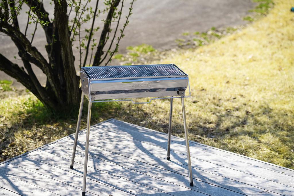 GREEN LIFE GSB-600STTN Stainless Steel BBQ Grill with Easy Charcoal Add-in, Adjustable Height, and Folding Legs